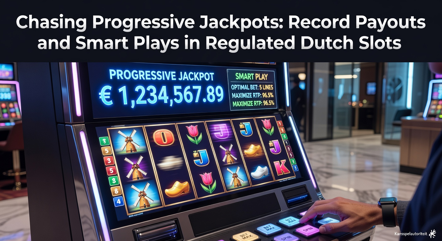 Schermafbeelding van een progressieve jackpotmeter die oploopt tot miljoenen in een Nederlands online casino, met euforische winnaarsymbolen en draaiende rollen