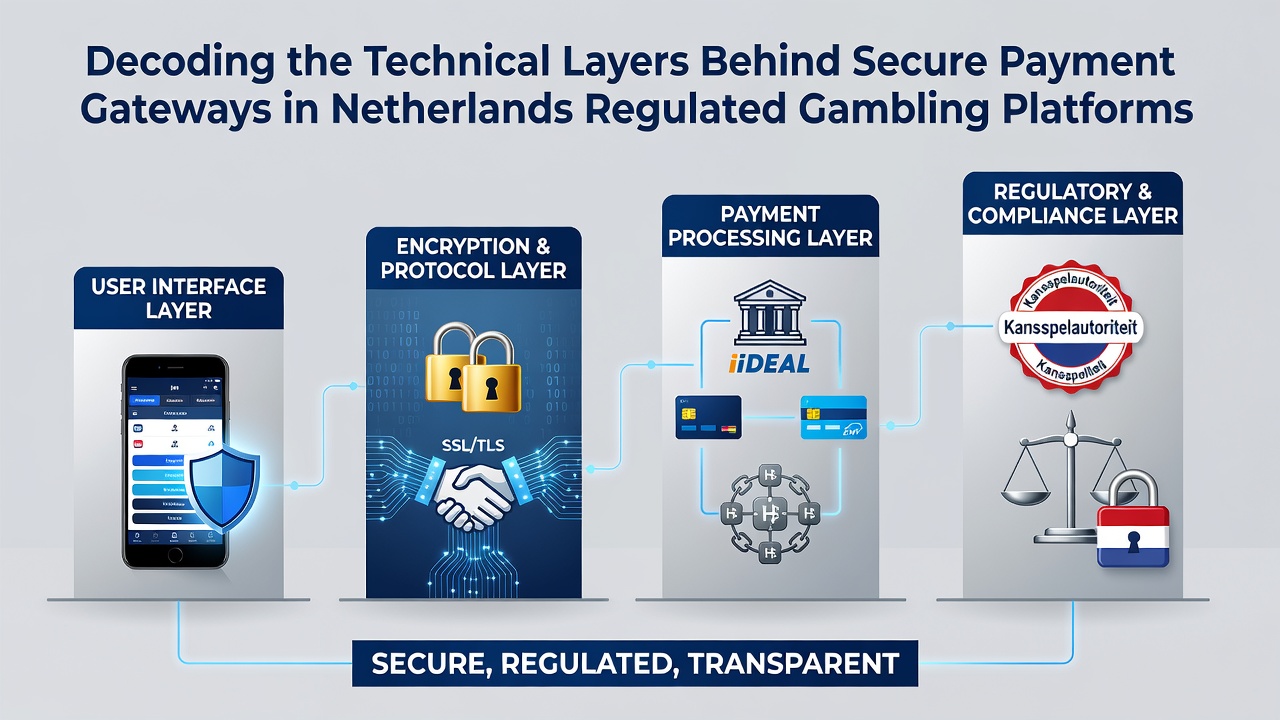 Technische infrastructuur van betalingsgateways in Nederlandse gokplatforms met encryptie lagen en serververbindingen