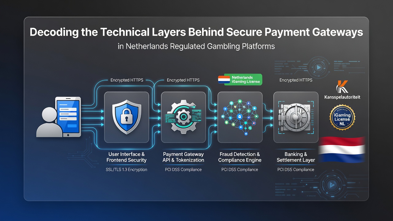 Diagram van API flows en tokenisatie processen binnen beveiligde Nederlandse gokbetalingsystemen