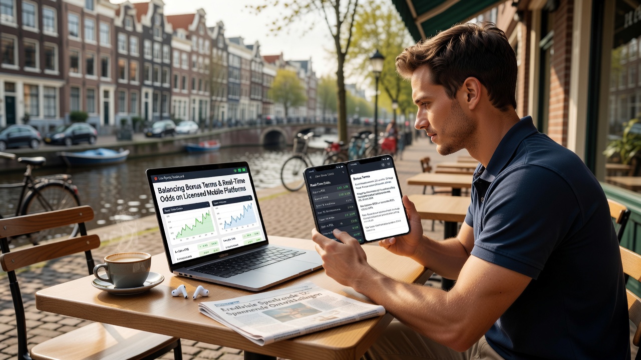 Mobiele interface toont real-time sportodds naast bonusvoortgang op een gelicentieerd Nederlands platform