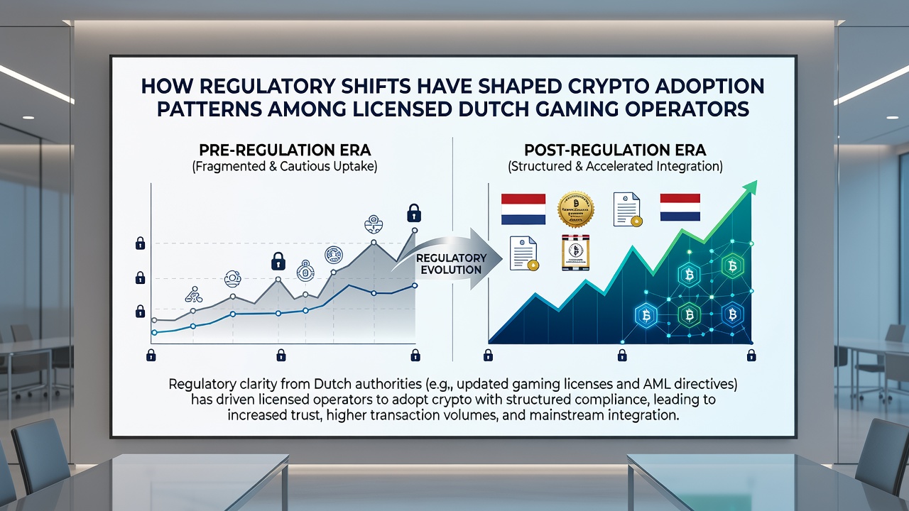 Grafiek die crypto-adoptie trends toont bij Nederlandse gaming operators onder invloed van regulering