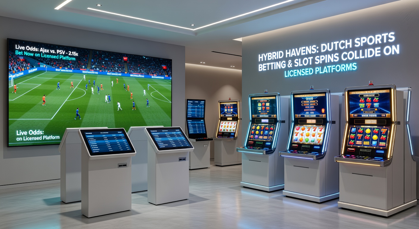 Voorbeeld van een hybride interface met sportevents en slotmachines op een mobiel scherm van een gelicenseerd Nederlands platform