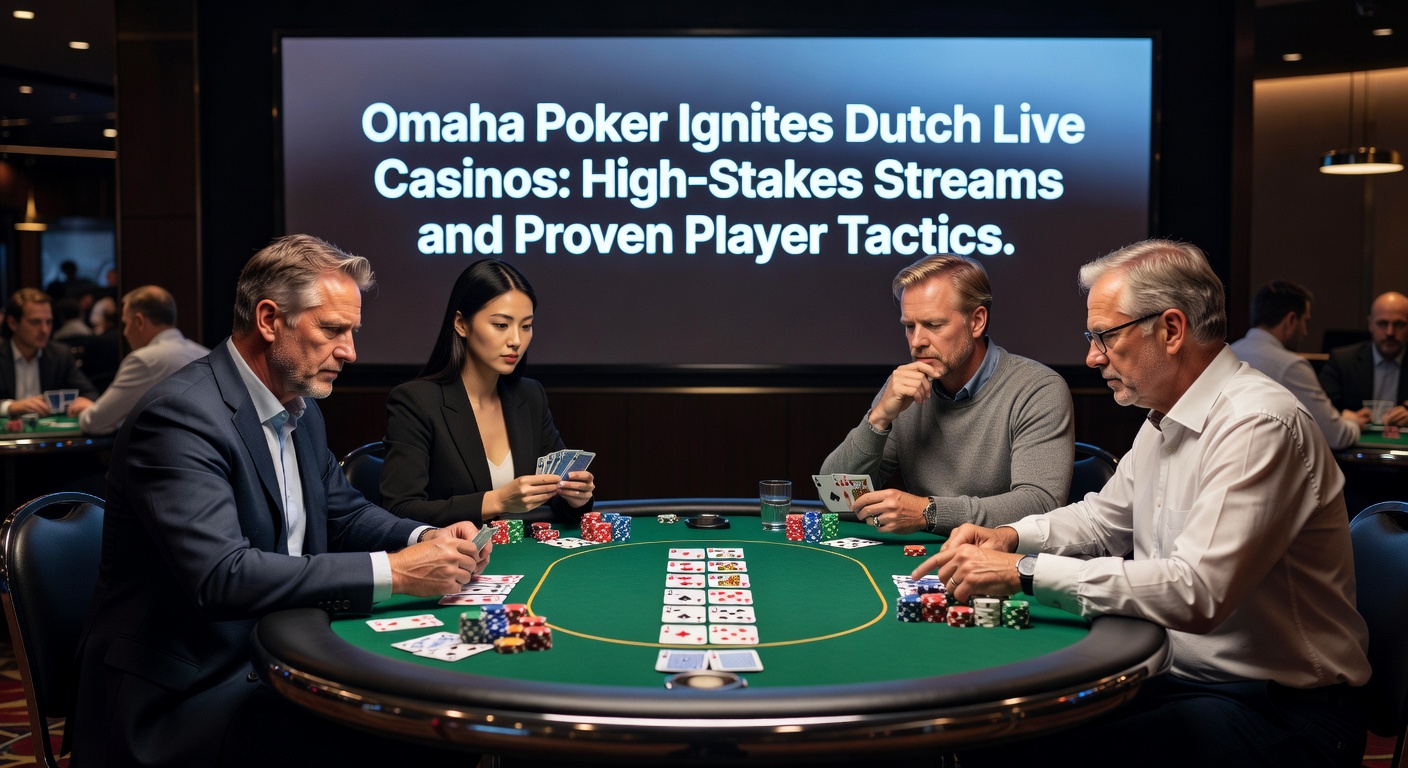 Live stream setup met Omaha Poker spelers en high-stakes actie op een Nederlands casino platform