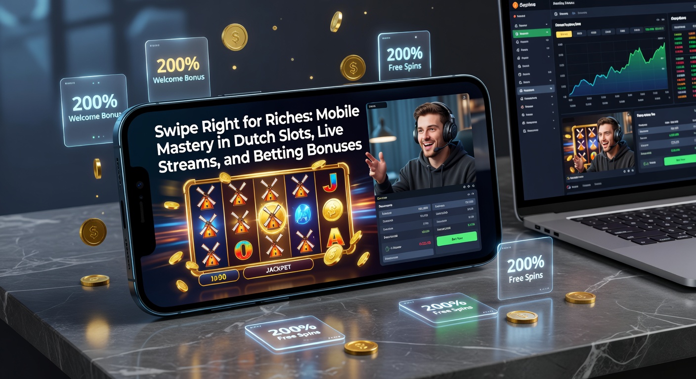 Mobiele gokkast op smartphone met Nederlandse vlag en swipe-gebaar, symboliserend snelle toegang tot slots en bonussen